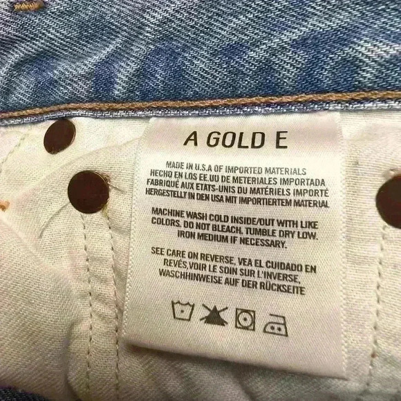 Agolde jeans riley high rise straight crop clear skies blue distressed size 24 - Picture 8 of 9